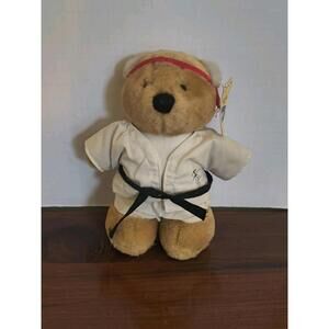 Dakin Karate Bear Plush Brown Stuffed Animal W/Black Belt & Tag 1986 Vintage